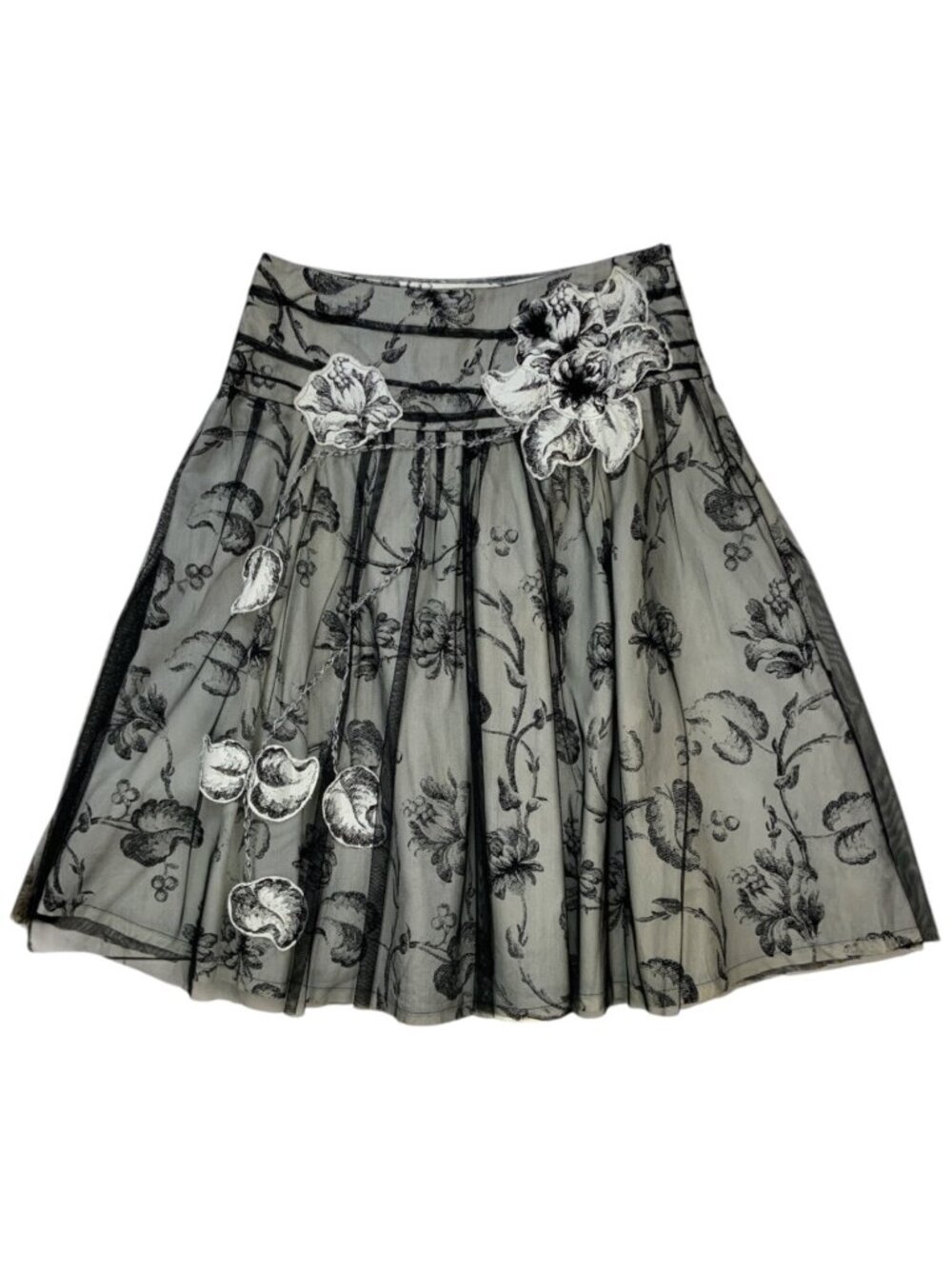 B. Young Malena Skirt 38 M Black Floral Sheer Overlay Whimsigoth